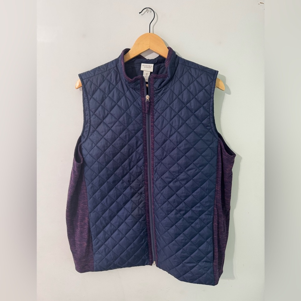 Chico's 3 Quilted Navy and Purple Vest lightweight XL